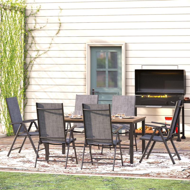 Argyri 6 - Person Patio Dining Set with Rectangular Table, Gray