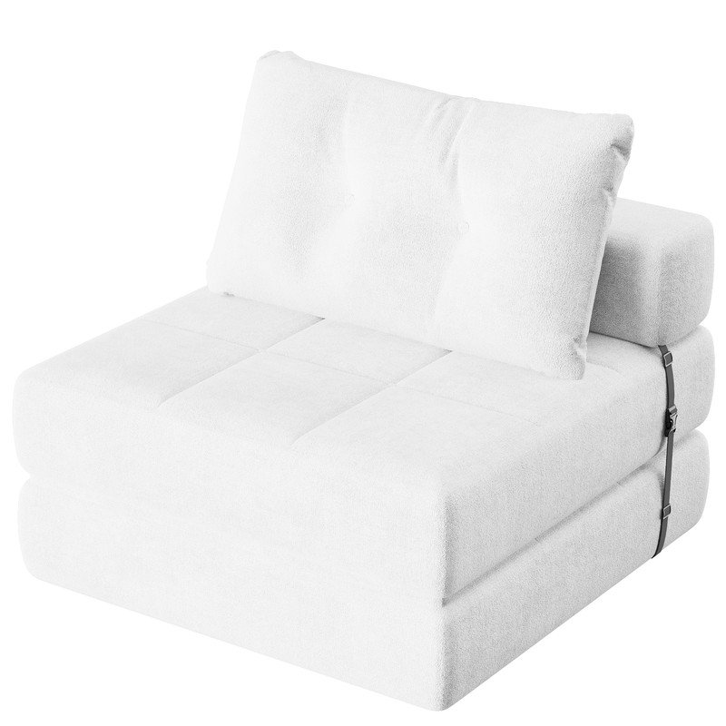 Canapé-lit 70 po, matelas de canapé et coussins décoratifs, Blanc