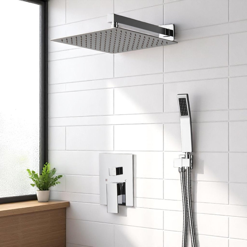 Complete Shower System With Rough-In Valve With 10 Inches Rain Shower Head, Chrome