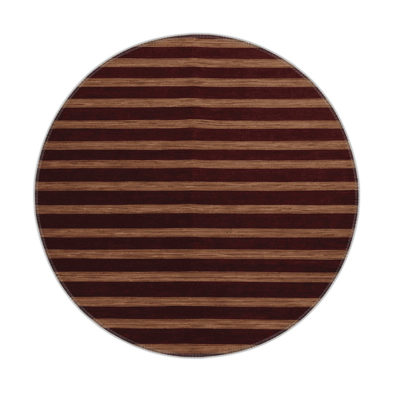 Tapis intérieur / extérieur noir HorizontalStripes, Rond 5 pi