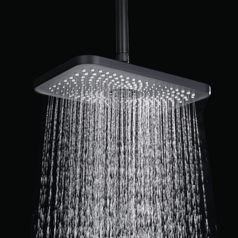 11.02*7.48" Single-Spray Rain Shower Head, High Pressure ABS Rainfall Shower Head, Matte Black