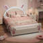 Fun Rabbit-Shaped Single Children's Bed, Upholstered Platform Bed Frame With LED And Headboard, Princess Bed Frame With Slats, White(90×200Cm)-475857063