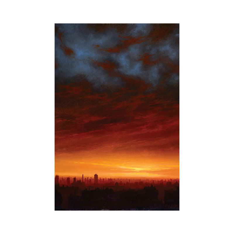 Fire And Ice - Sunset Over NYC by Ken Salaz - Wrapped Canvas Painting, 30.48 cm H x 45.72 cm W