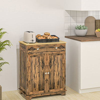 Buffet rustique - Rangement de cuisine en bois massif. 2 tiroirs, portes, tablette réglable. Pour la salle à manger, le vestibule, le salon. Armoire de rangement moderne l 26,75 po x P 15,75 po.