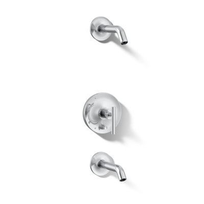 Purist Rite-Temp Bath And Shower Trim Set With Push-Button Diverter And Lever Handle, Less Showerhead