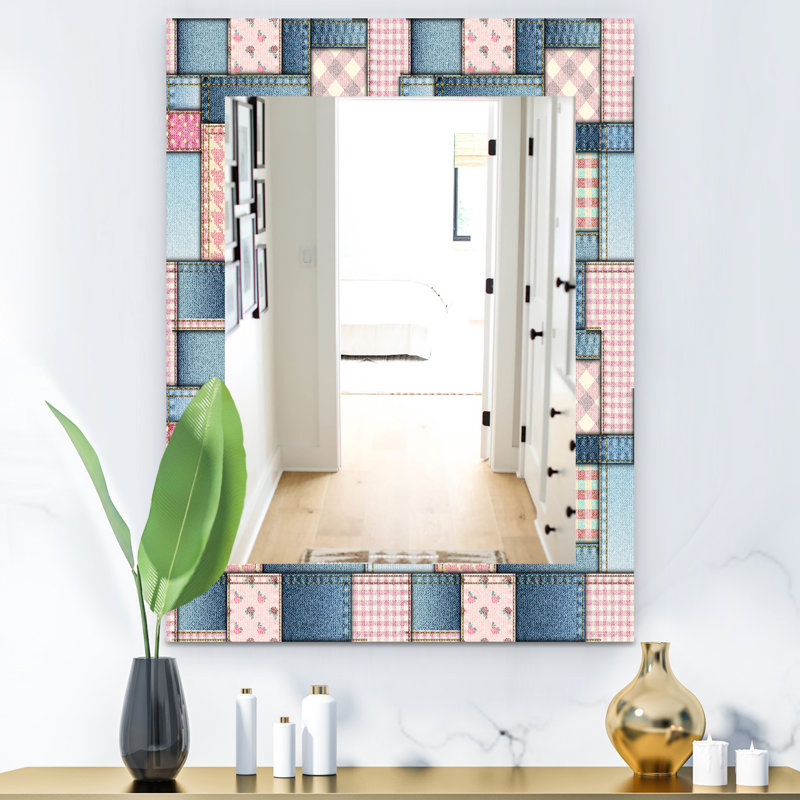 Miroir mural en patchwork mid-century modern, H 24 po x l 32 po
