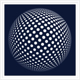 Navy Sphere 1' Framed Graphic Art Print on Glass