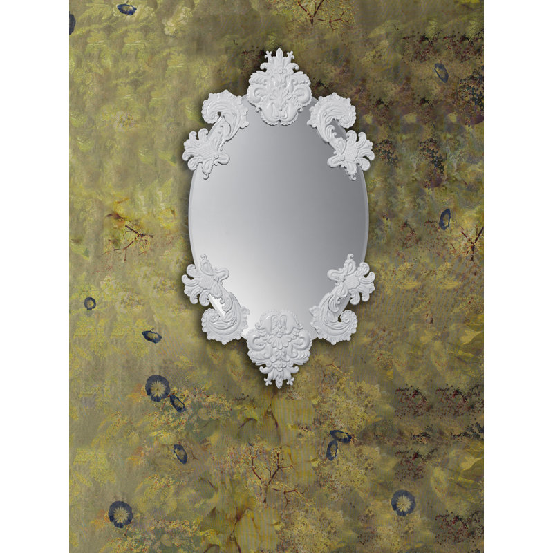 Accent Mirror, 36.25" H x 20.75" W x 1.25" D, White/Silver
