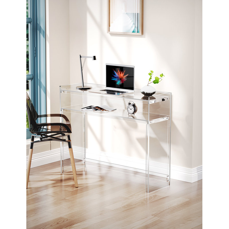 Acrylic Console Table, Entryway Table With Storage Shelves