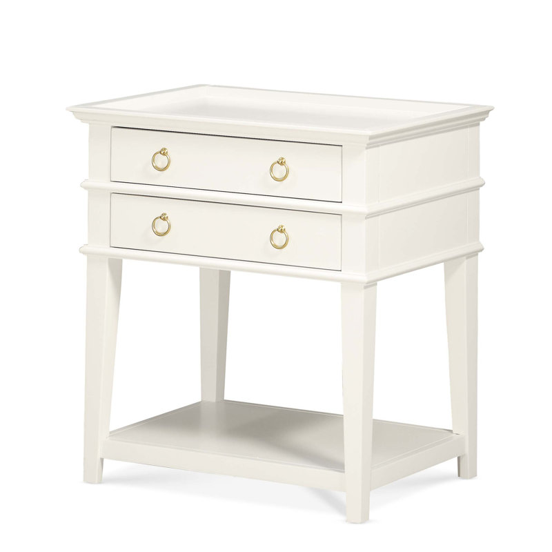 Carmona 2-Drawer Tray Top Nightstand, White