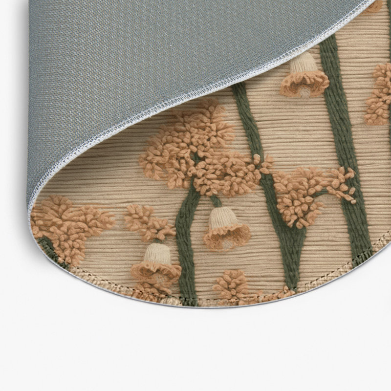 Tapis d'intérieur et d'extérieur brun Botanical, Rond 5 pi