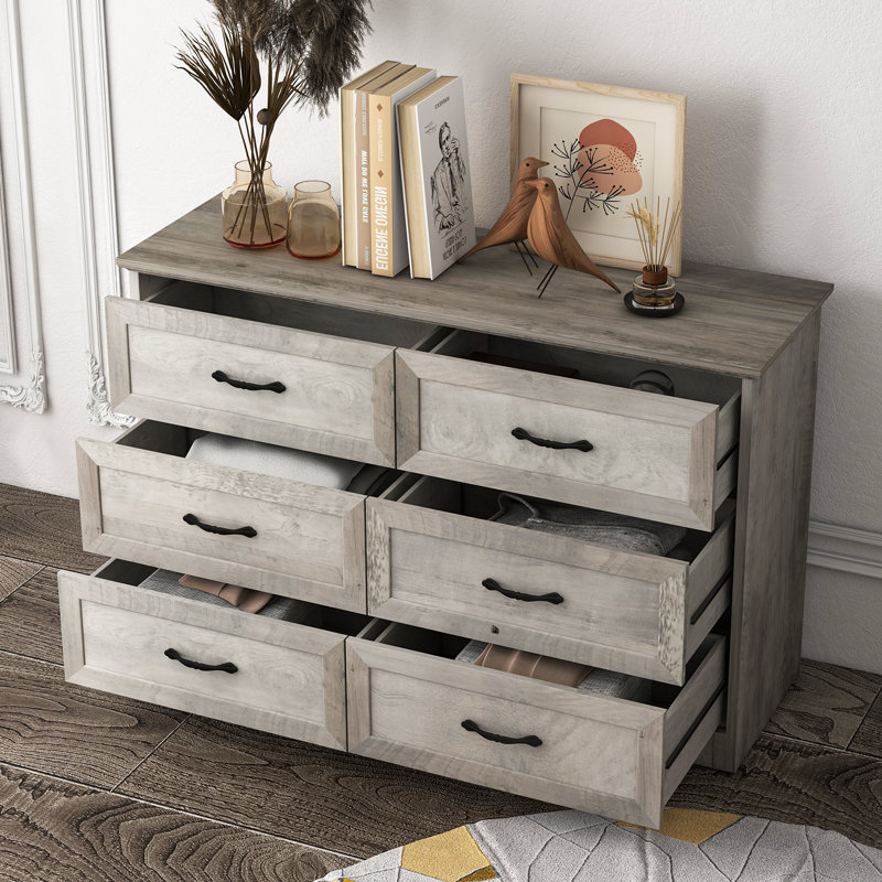 Wood Dresser For Bedroom With 6 Drawers, Drawer Dresser Chest Of Drawers, Brown