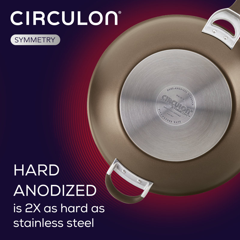 Circulon Symmetry Hard-Anodized Nonstick Induction Stir Fry Pan with Helper Handle, 14-Inch, 14-in., Chocolate