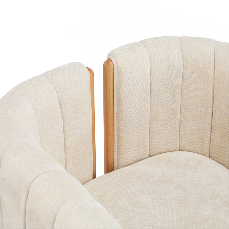 Ensemble de 4 chaises de salle à manger de style moderne avec structure en bois d'hévéa et tissu beige, capacité de 225 lb, pour la salle à manger et l'espace de vie