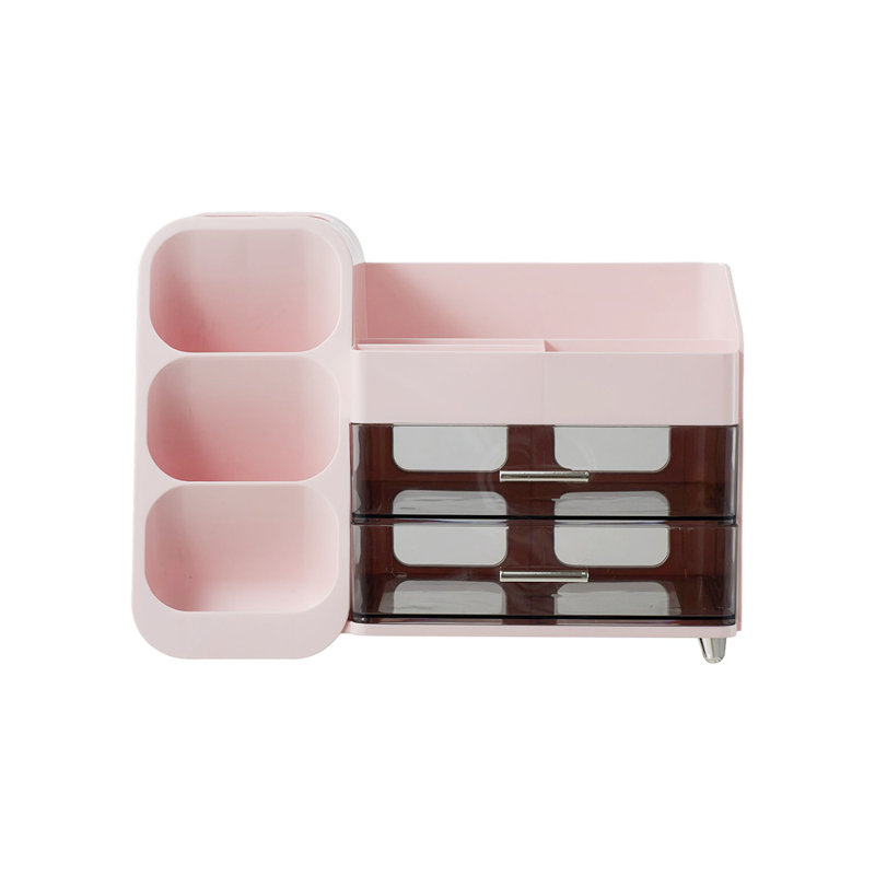 Plastic Makeup Organiser, Pink/Black