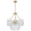 Lustre en verre doré 9 lumières Claridge avec panneaux en verre transparent texturé et chaîne réglable