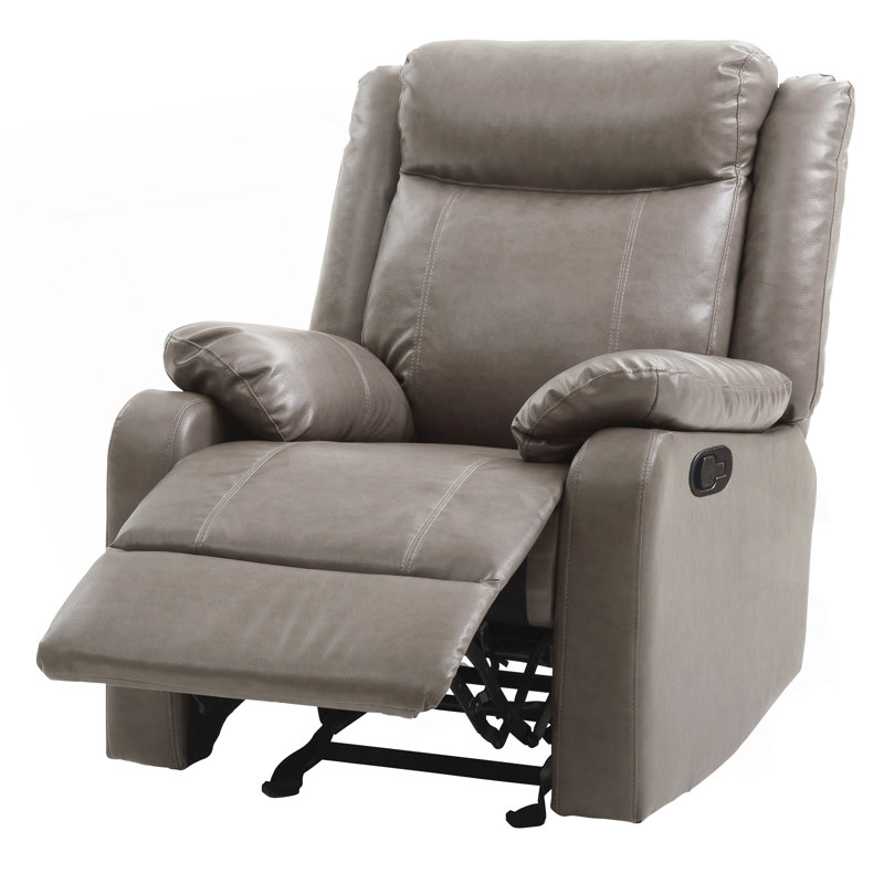 Sleek Gray Padded Arm Recliner, Gray, Manual-Push Button