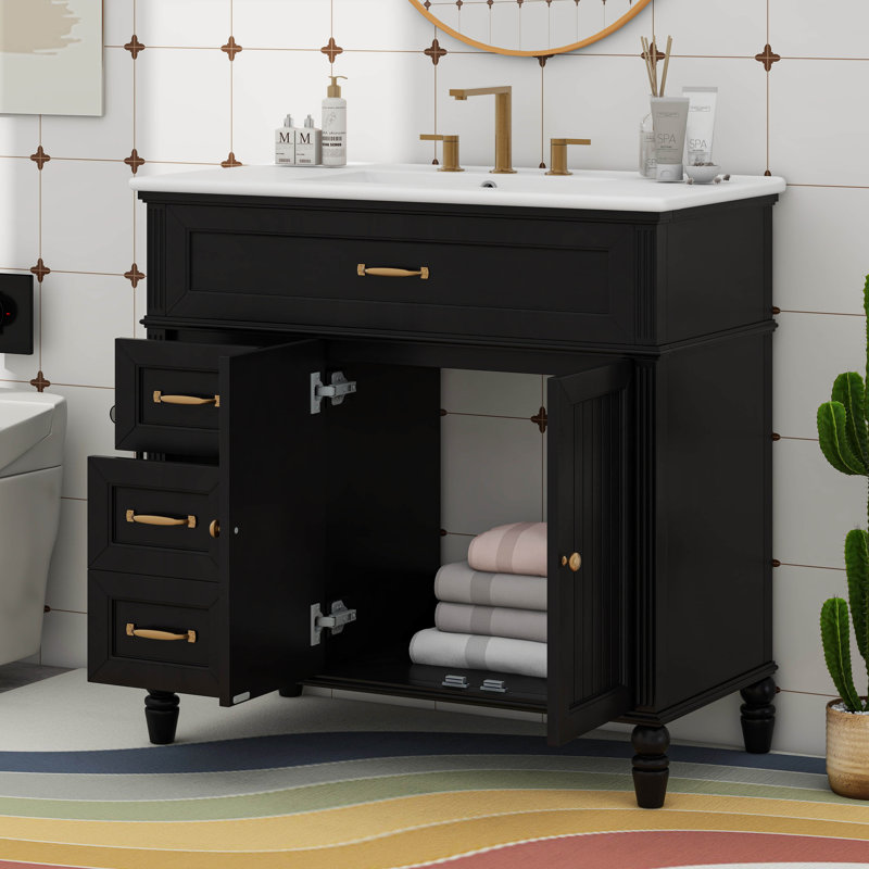 Meuble-lavabo noir 36 po avec lavabo 36 po