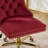 Office Chair, Modern Velvet Upholstered Tufted Button Home Office Chair With Golden Metal Base, Adjustable Desk Chair Swivel Office Chair (Wine Red)