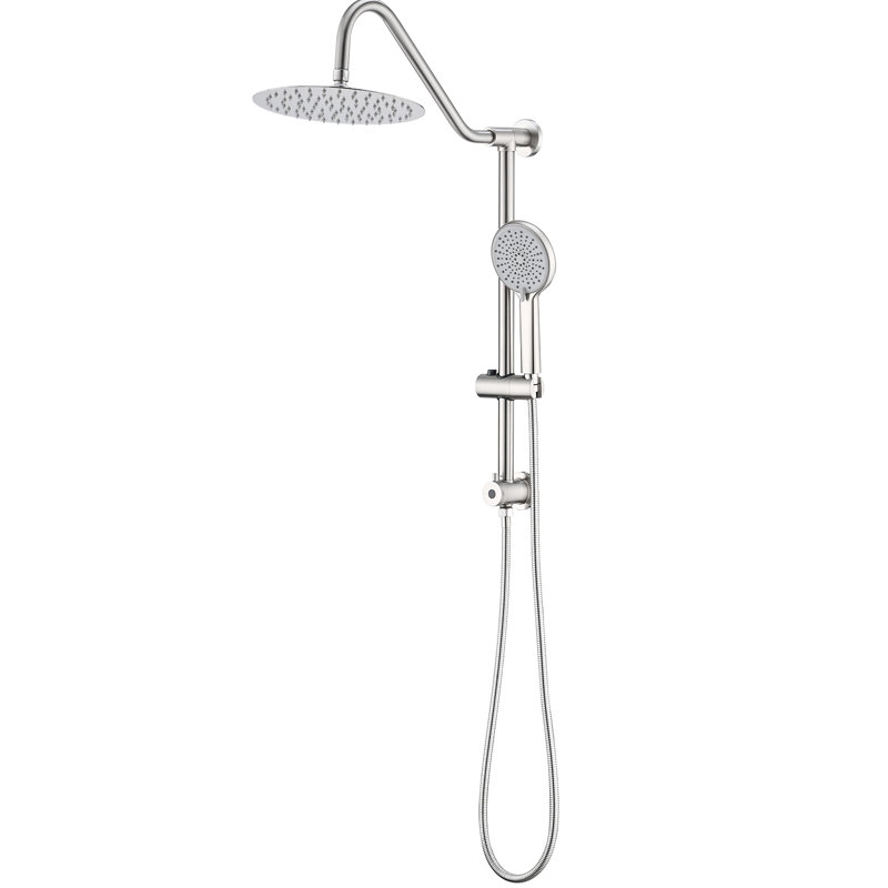 Système de douche avec grande pomme de pluie de 10 po à main - Scratch - Surface nickel brossé inclus et fonction de hauteur réglable