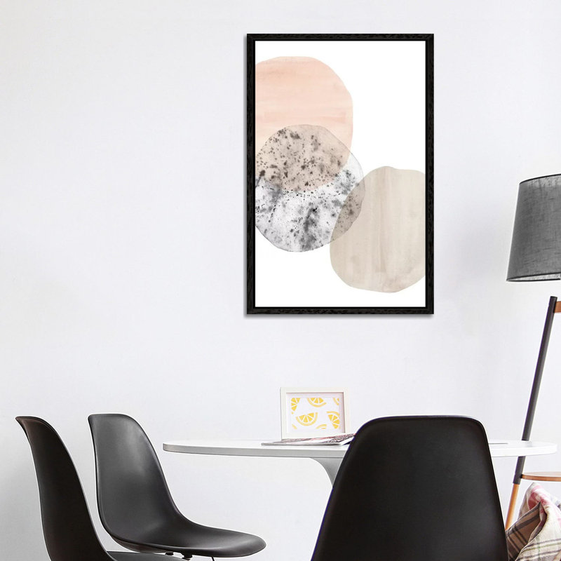 Abstract Shapes 1 Piece Painting on Canvas, 101.6cm H x 66.04cm W x 3.81cm D, Black Framed