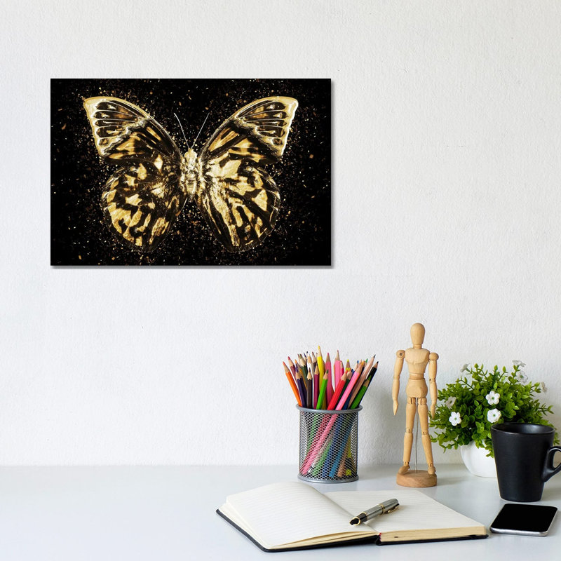 Golden - Butterfly III by Philippe Hugonnard - Wrapped Canvas Print, 20.32 cm H x 30.48 cm W
