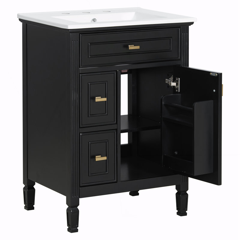 Meuble-lavabo de 24 po avec lavabo, Noir