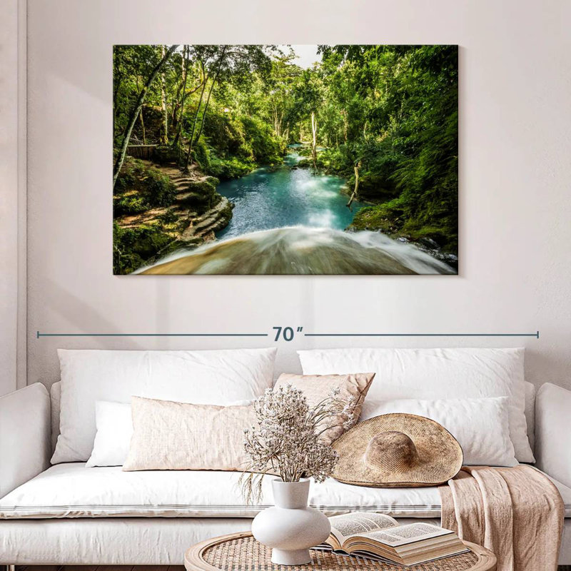 Alvord Jamaican Waterfall Paradise, H 32 po x l 48 po