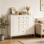 Buffet de rangement 40,16 po, armoire d'appoint autoportante avec 4 tiroirs et 2 portes, armoire à tablettes réglables pour le salon, la cuisine, le vestibule, le couloir et la salle de lavage (beige)