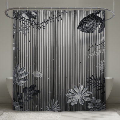 Rideaux de douche monochromes à feuillage tropical extra longs