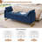 66"W Upholstered Teddy Modern Bedroom Storage Bench End of Bed with Gold Legs,Arm Pocket and 2 Pillows-1637851984-1632107627
