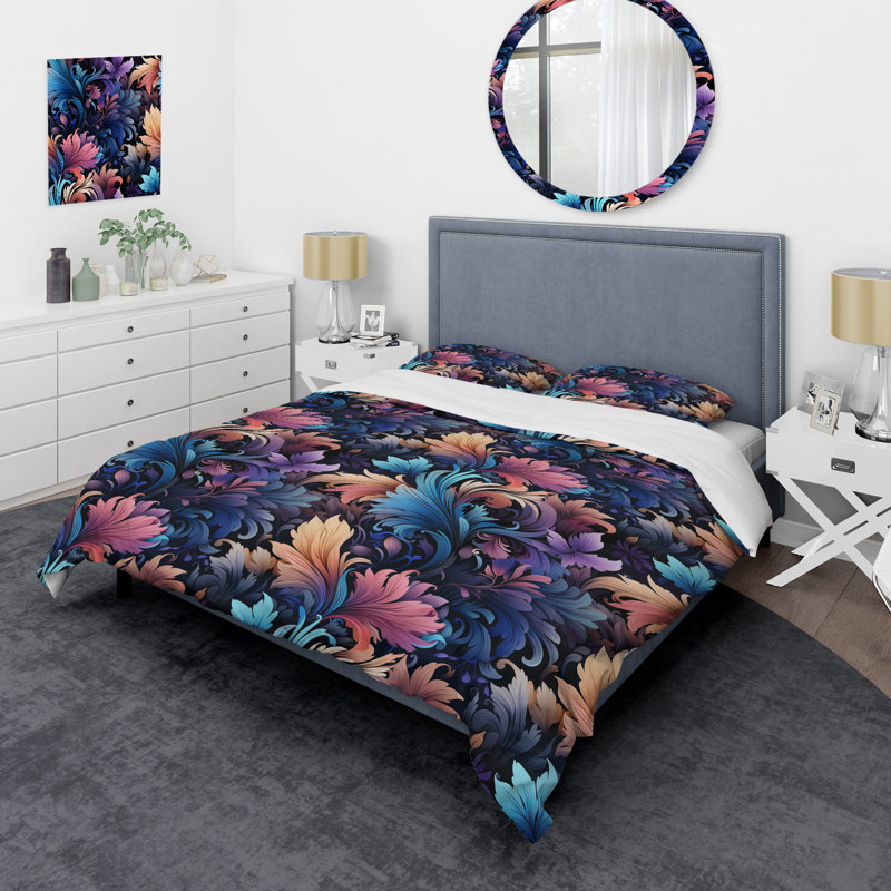 Mélange de damas tribal mauve - Ensemble de housse de couette damassé - Microfibre de polyester