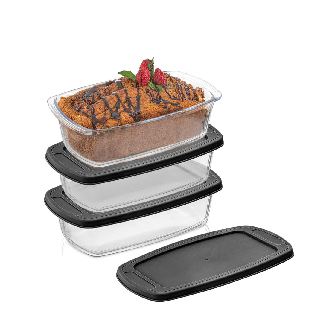 JoyJolt Glass Loaf Baking Pan Set with Lids JoyJolt 