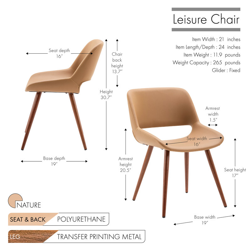 Shane Faux Leather Mid-Century Dining Chair, Natural