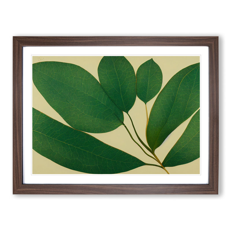 Picturesque Leaf - Single Picture Frame Print, 46cm H x 64cm W x 2cm D, Walnut Framed