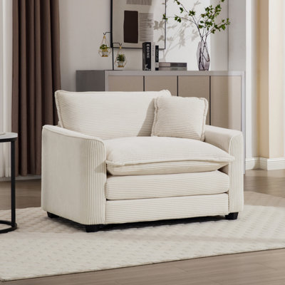 Canapé moderne en tissu velours côtelé, siège d'appoint simple et confortable avec un coussin, plusieurs espaces club