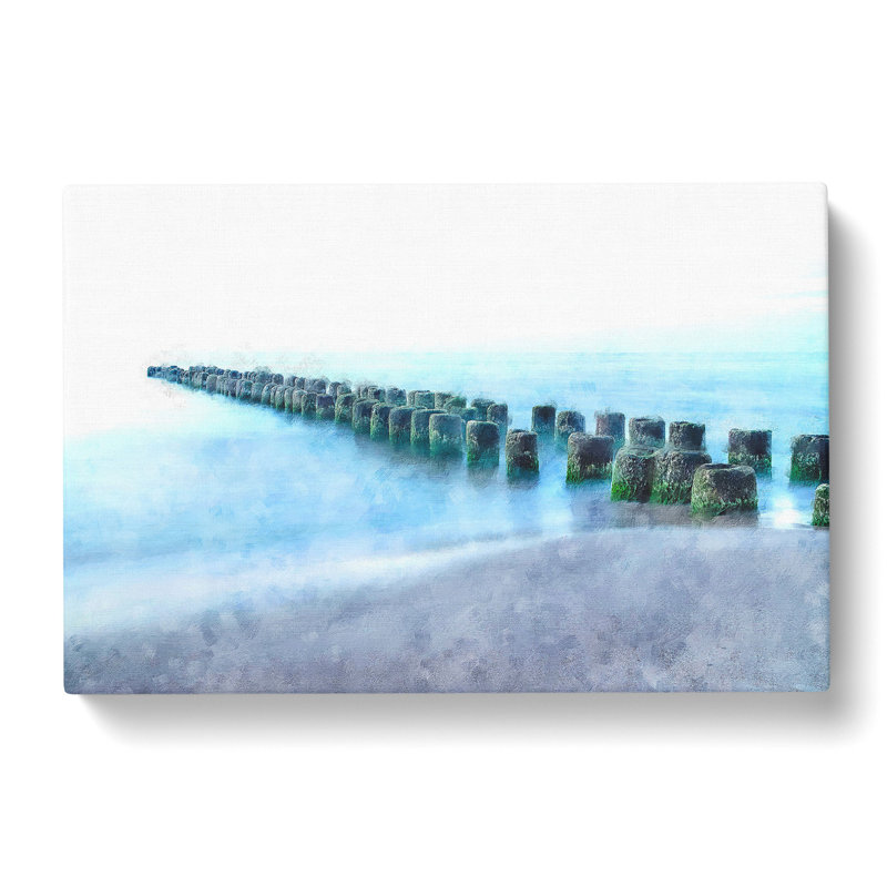 Breakwater Within An Endless Sea - Wrapped Canvas Painting, 35cm H x 50cm W x 3cm D