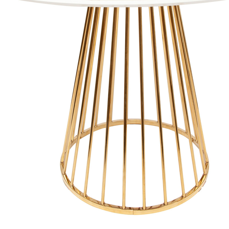 Jacques Pedestal Pristine Engineered Marble Dining Table, H75 x L100 x W100