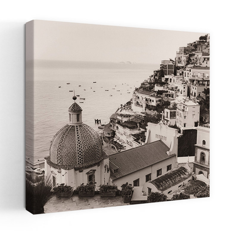 Positano Vista, art abstrait de l'architecture côtière, H 36 po x l 36 po