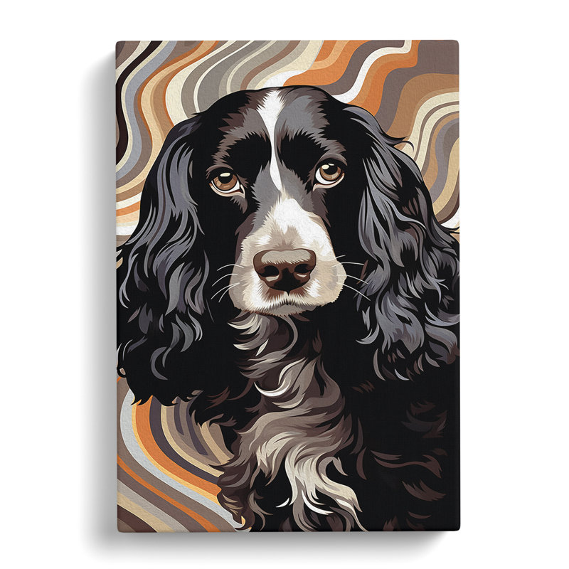 Cocker Spaniel Op - Wrapped Canvas Print, 60cm H x 40cm W x 3cm D