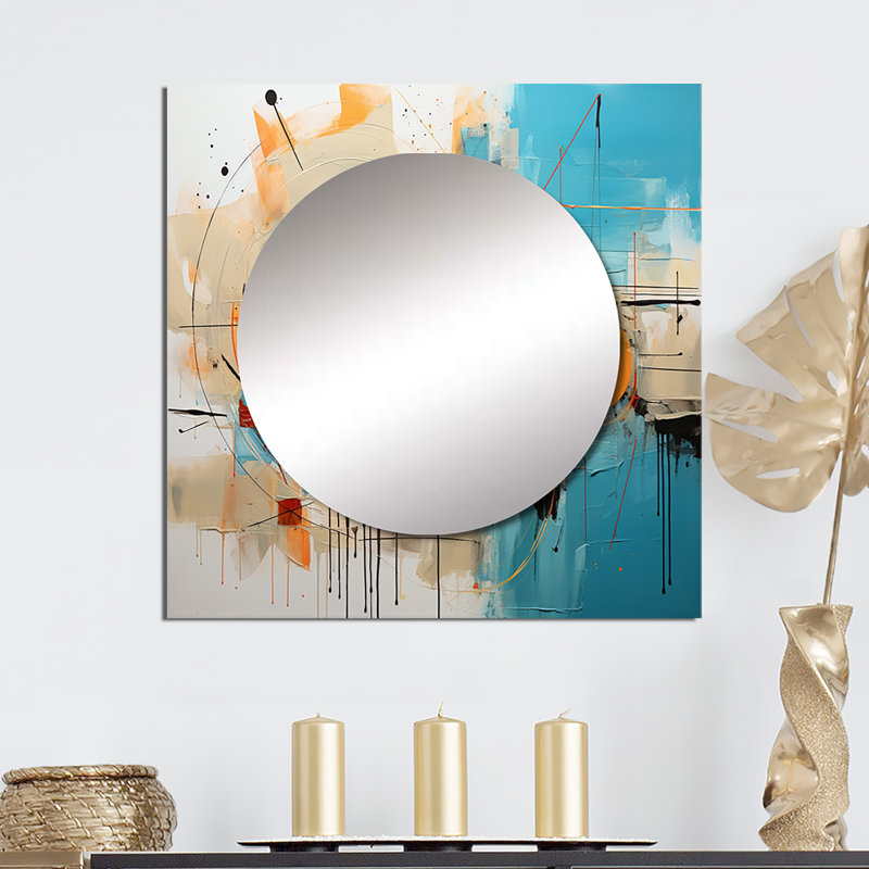 Orothy - art de miroir mural carré abstrait, 23 po x 23 po
