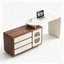 Bureau de direction demi-cercle en composite de couleur crème cristal avec tiroirs-1190912576