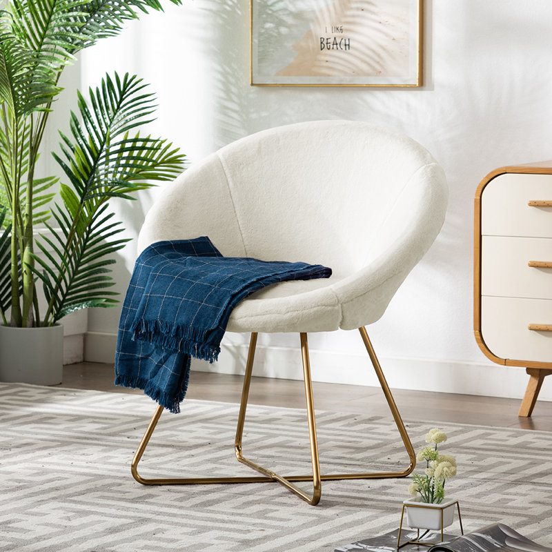 Upholstered Barrel Chair, White