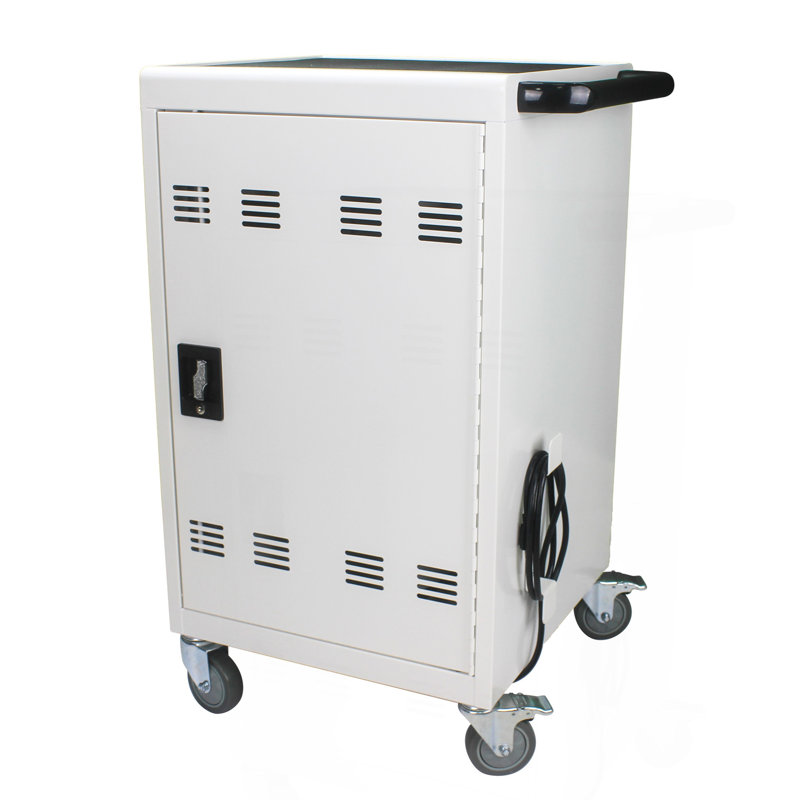 Chariot de charge mobile et armoire pour tablettes PC portable 30 appareils avec serrure à combinaison (blanc)