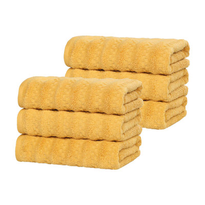 Blue Nile Mills  Zero-Twist Cotton Hand Towel Set - Waffle Stripe Texture - Quick-Dry