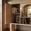 Bureau de 158 cm de large pour la maison avec bibliothèque intégrée, éclairage DEL tricolore et tablettes réglables-129973590