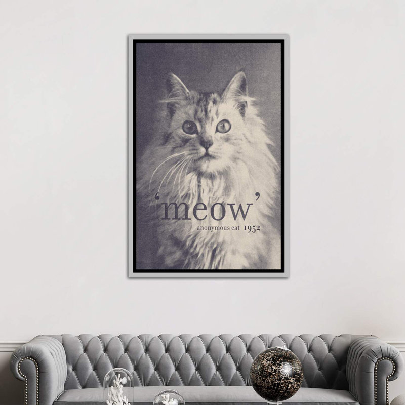 « célèbre quotes (chat) » par florent bodart-impression sur image, H 26 po x l 18 po x 1,5 po, Toile avec cadre argenté