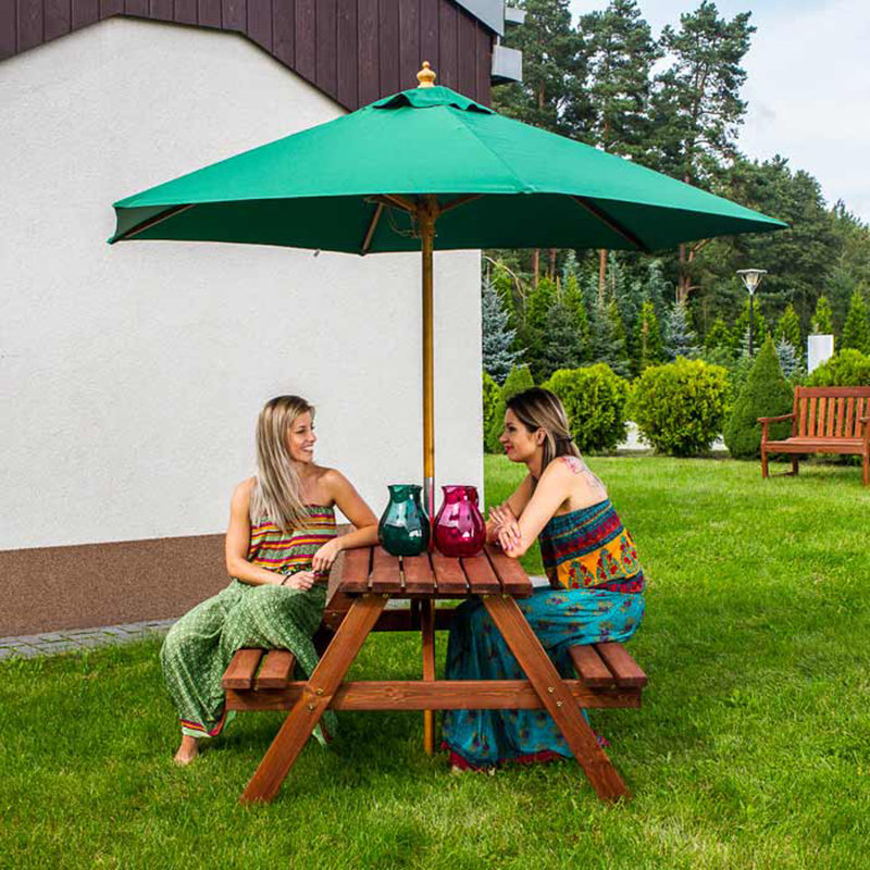 Priscilla 6 - Person Wood Patio Dining Set with Rectangular Table, Brown, H72 x W150 x L127cm