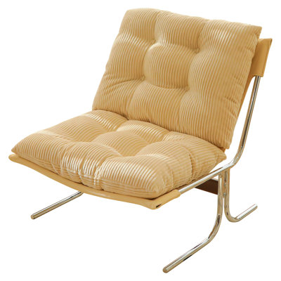 Modern Accent Chair, Comfy Living Room Chair With Chrom Frame, Upholstered Soft Cushion Sofa Chairs For Home Office,Bedroom,Dining Room (1Pc)