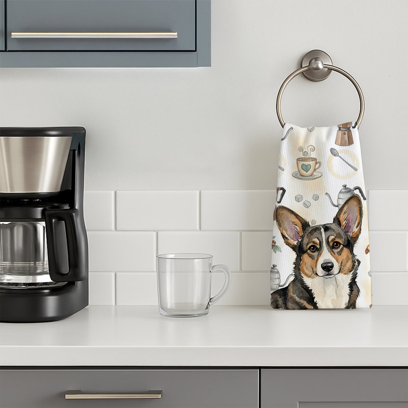 Serviette de cuisine Coffee Bar, Brindle Cardigan Welsh Corgi